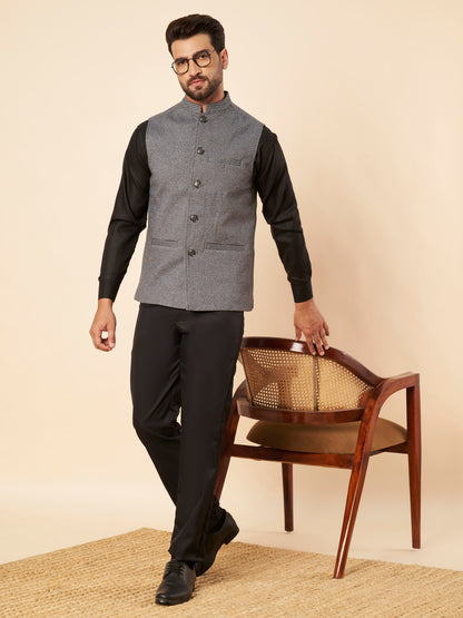 Men's Tweed Nehru Jacket | Grey