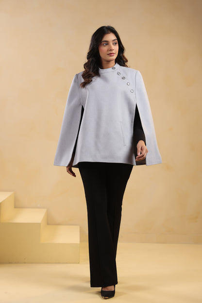 Women's Tweed Luxury Cape Jacket Shrug | Blue