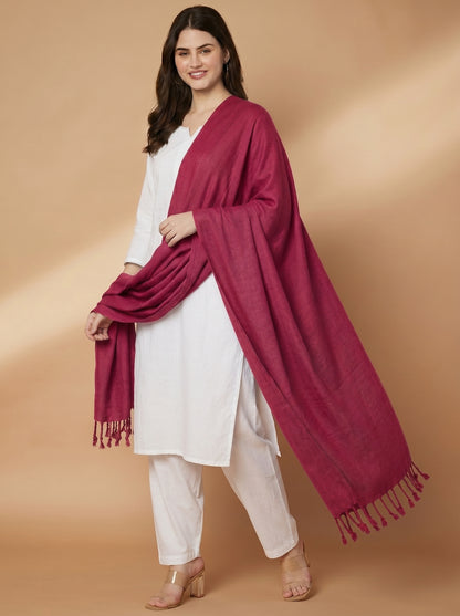 Plain Rose Woolen Stole for Women | Rose - view 3