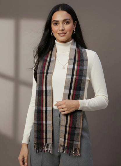 Soft Woollen Muffler for Women | Multicolor Check Scarf
