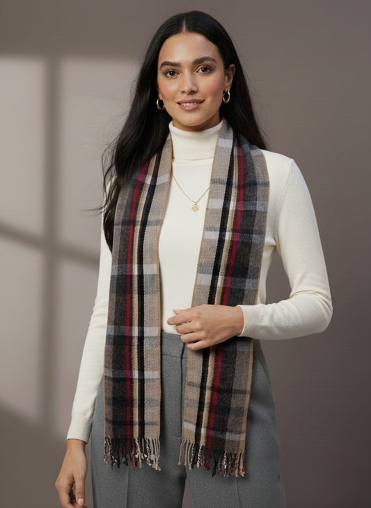 Soft Woollen Muffler for Women | Multicolor Check Scarf