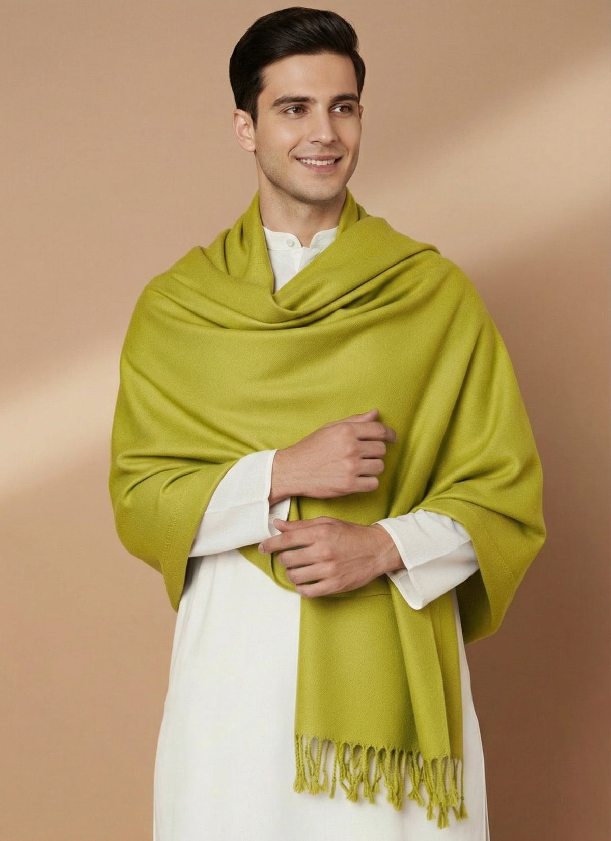 Men Lightweight Solid Color Warm Stole | Green