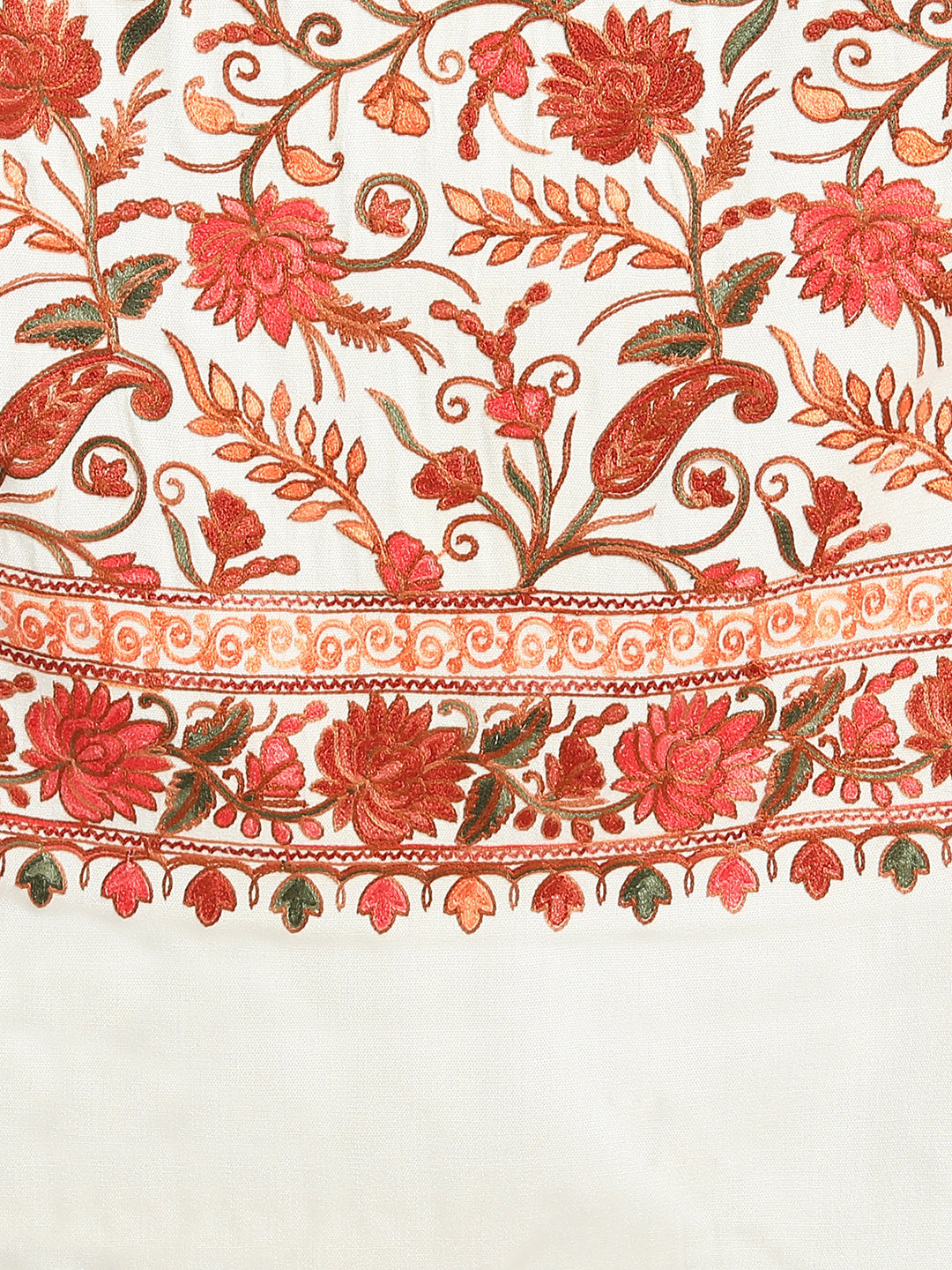 Kashmiri Aari Embroidery Woollen Stole for Men | Off White - view 5