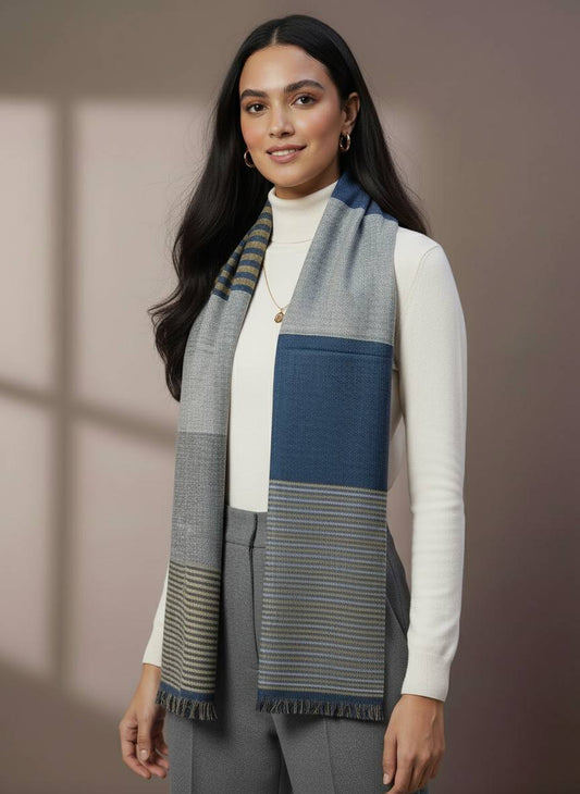 Soft Woollen Muffler for Women | Blue Grey Scarf