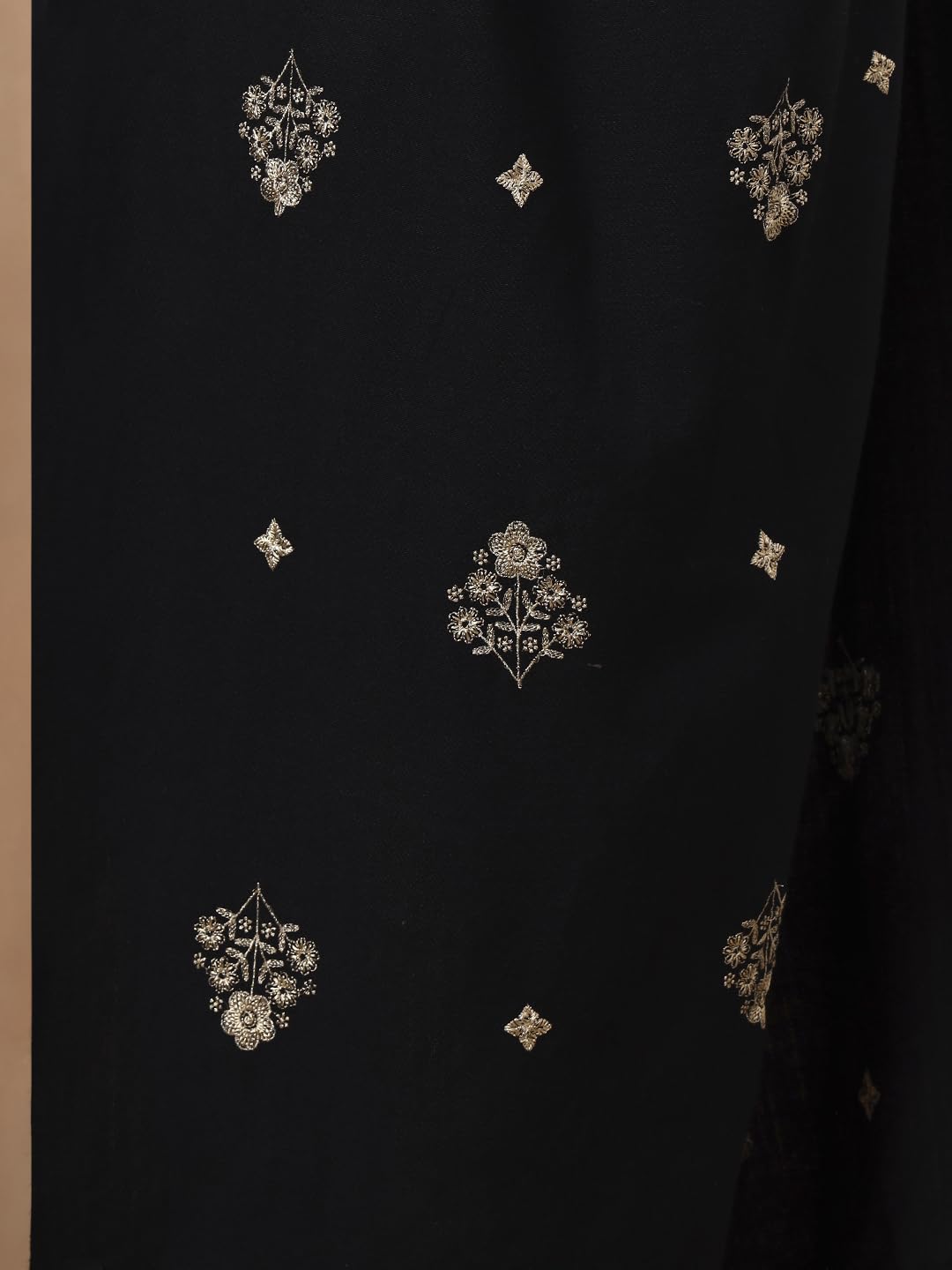 Woolen Embroidered Stole for Women | Black - view 5