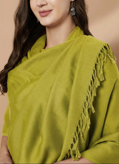 Plain Green Woolen Stole for Women | Green - view 4