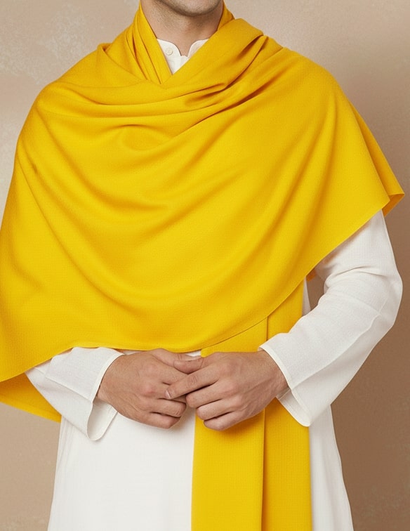 Men Lightweight Solid Color Warm Stole | Yellow