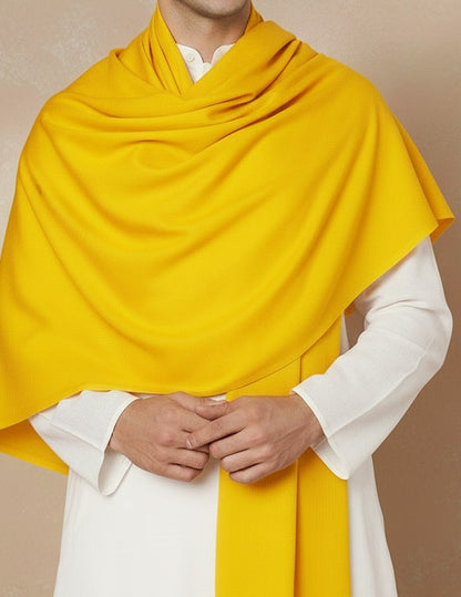 Men Lightweight Solid Color Warm Stole | Yellow