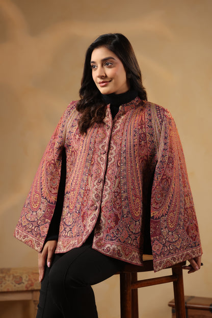 Women's Royal Designer Paisley Weave Cape Jacket | Multicolour