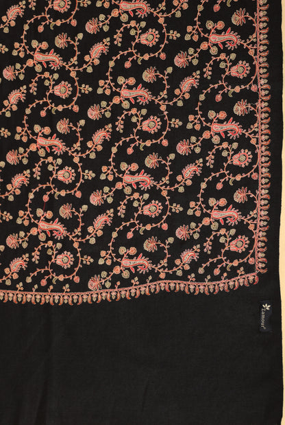 Kashmiri Sozni Floral Embroidery Shawl for Men | Black - view 4