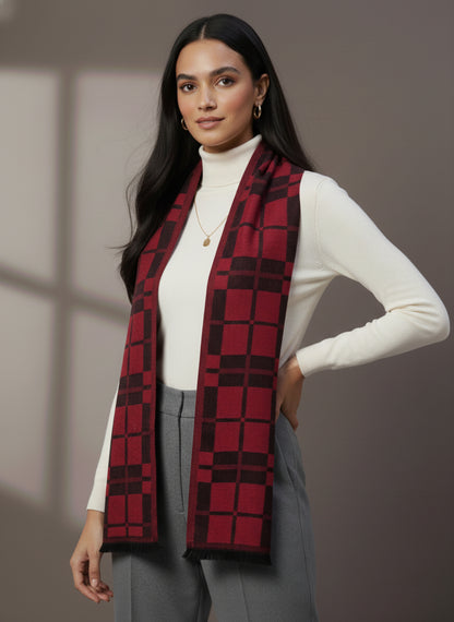 Soft Woollen Muffler for Women | Red Neck Scarf