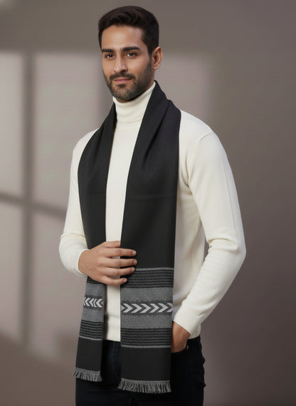 Soft Woollen Muffler for Men | Black Neck Scarf