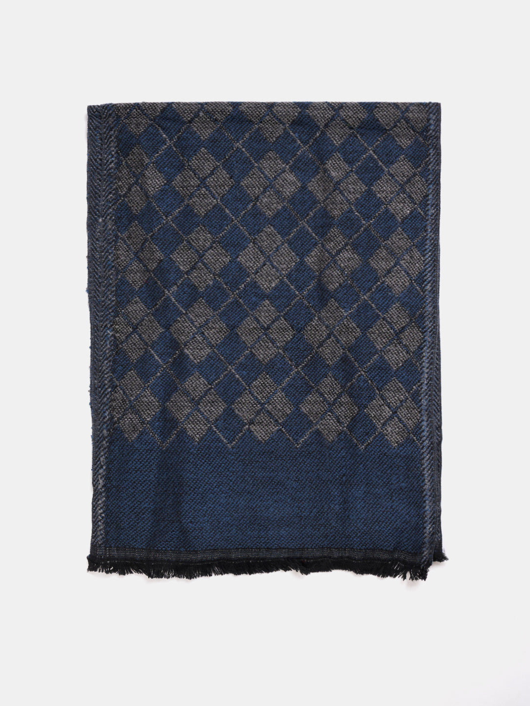 Soft Woollen Muffler for Women | Blue Grey Check Scarf