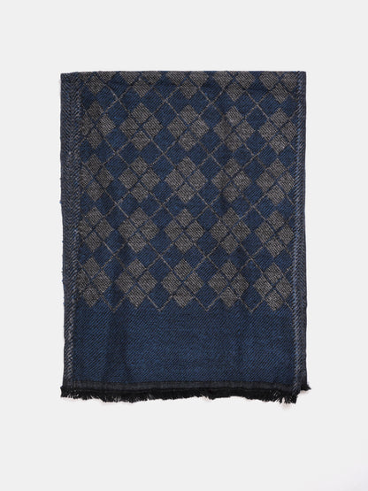 Soft Woollen Muffler for Women | Blue Grey Check Scarf