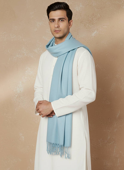 Men Lightweight Solid Color Warm Stole | Blue