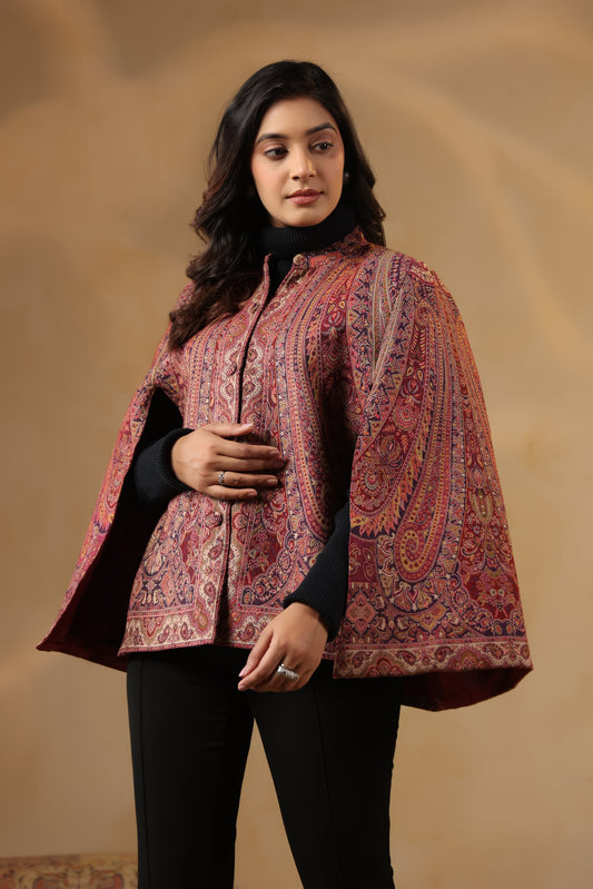 Women's Royal Designer Paisley Weave Cape Jacket | Multicolour