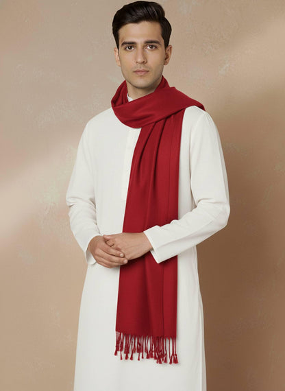 Men Lightweight Solid Color Warm Stole | Red