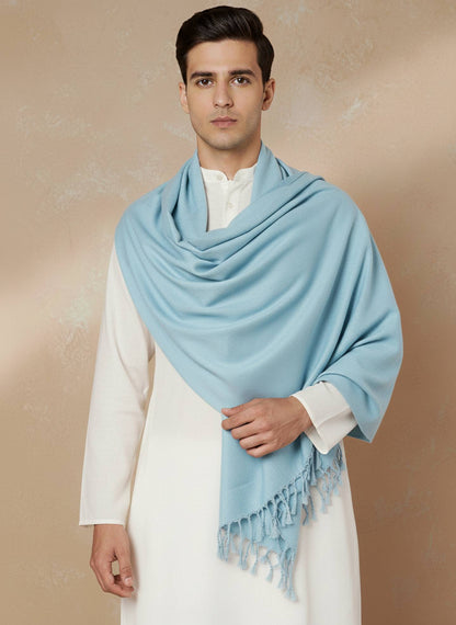 Men Lightweight Solid Color Warm Stole | Blue