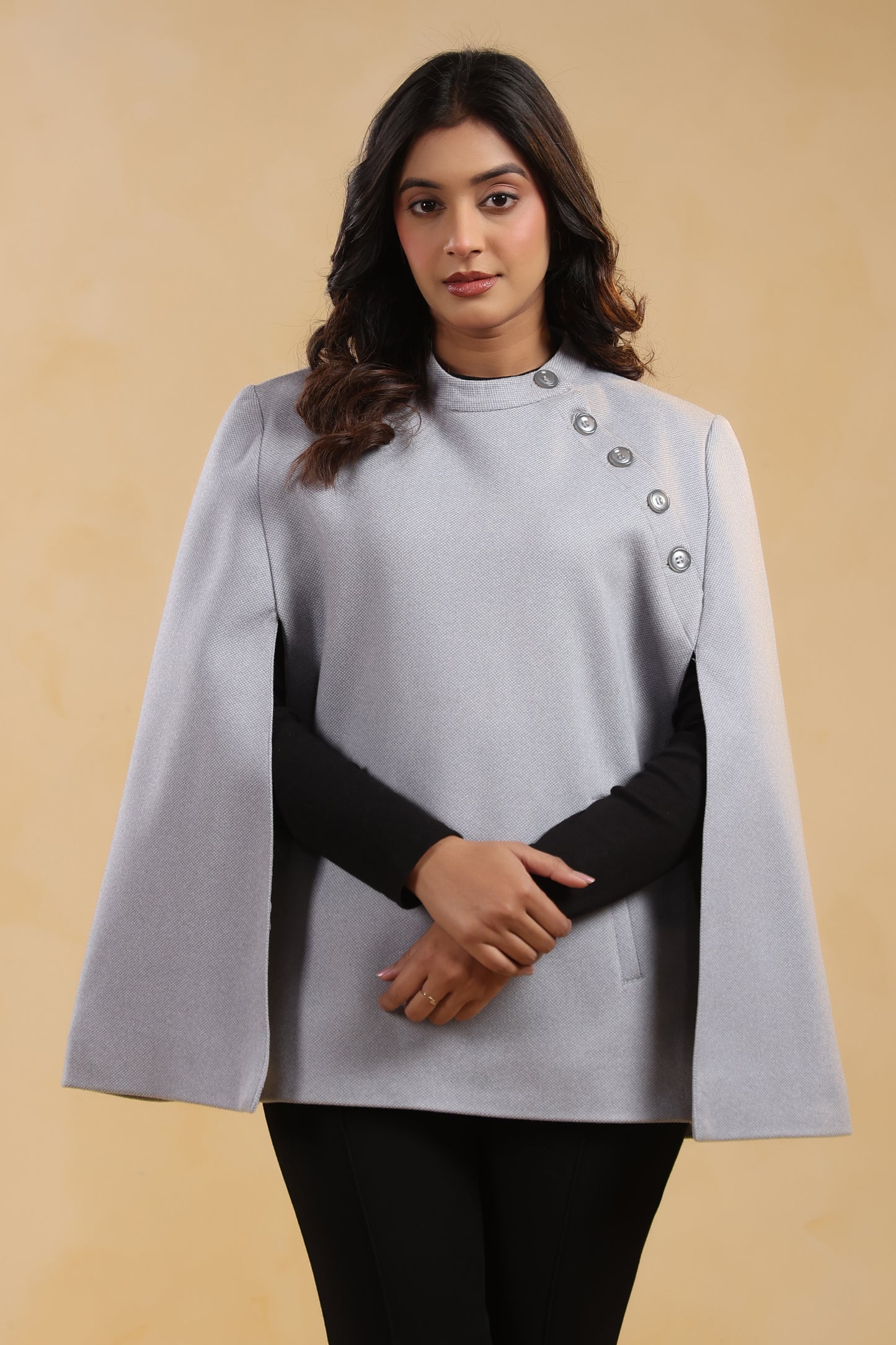 Women's Tweed Luxury Cape Jacket Shrug | Blue