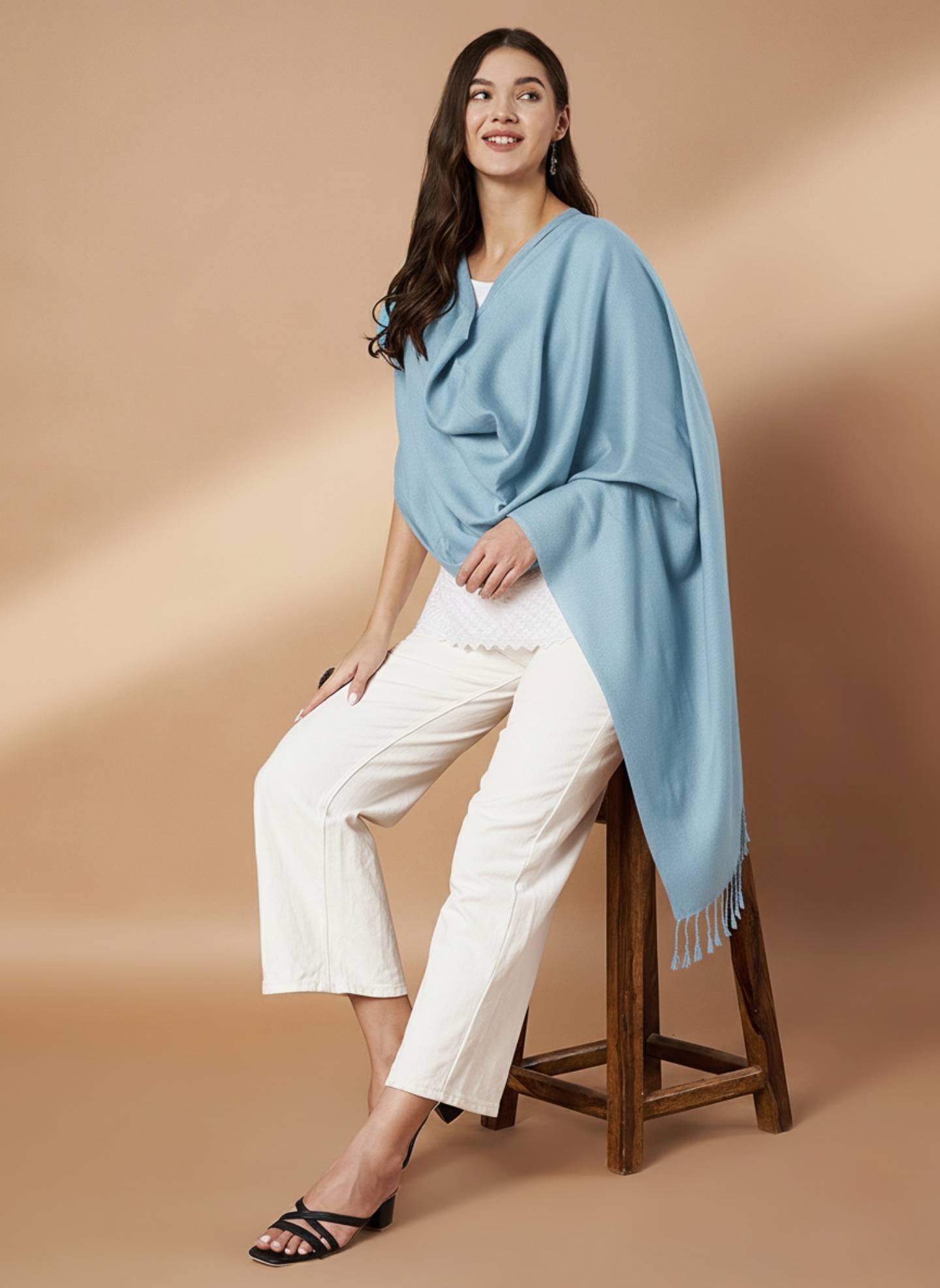 Women’s Solid Color Winter Stole | Blue