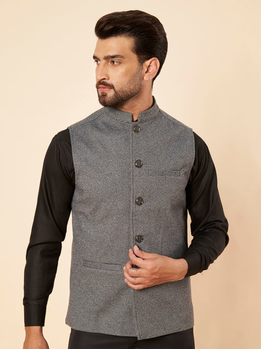 Men's Tweed Nehru Jacket | Grey