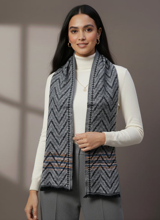 Soft Woollen Muffler for Women | Grey Neck Scarf