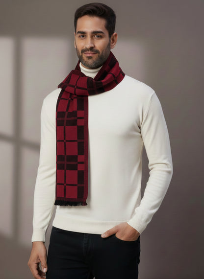 Soft Woollen Muffler for Men | Red Neck Scarf