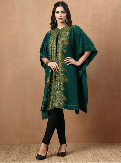 Floral Aari Embroidery Green Pheran Shrug - view 5