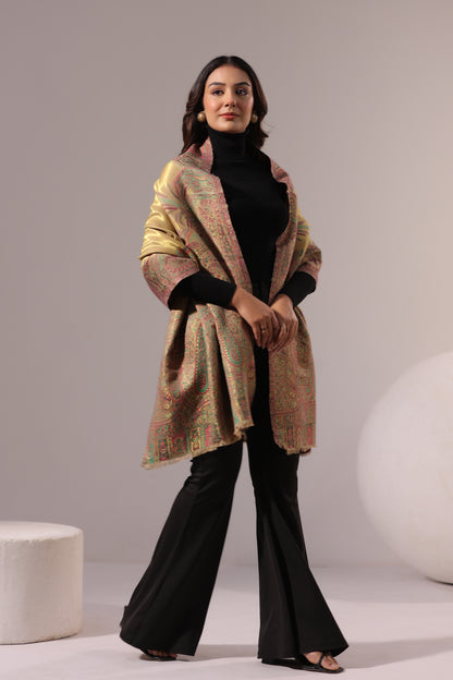 Women’s Premium Kani Woven Shawl with Zari Sheen | Beige