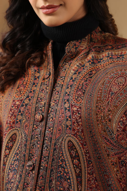 Women's Royal Designer Paisley Weave Jacket Cape | Multicolour
