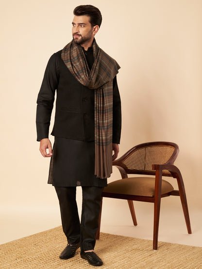 Men's Woollen Lohi Shawl | Brown Stripe - view 2