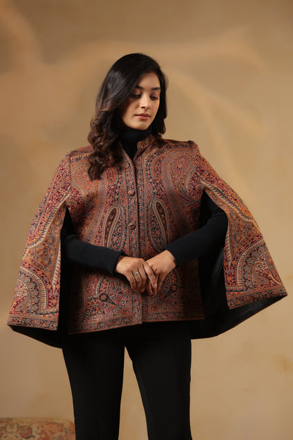 Women's Royal Designer Paisley Weave Jacket Cape | Multicolour