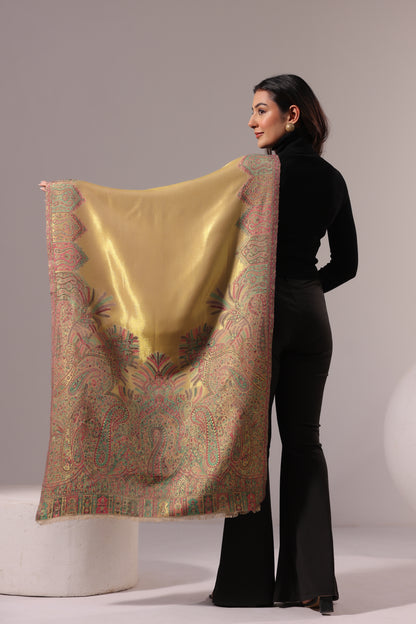 Women’s Premium Kani Woven Shawl with Zari Sheen | Beige