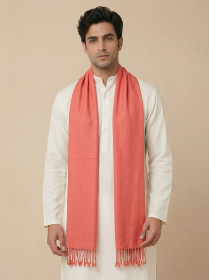 Men Lightweight Solid Color Warm Stole | Peach
