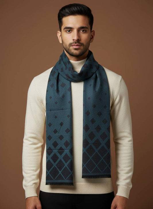 Soft Woollen Muffler for Men | Blue Black Scarf