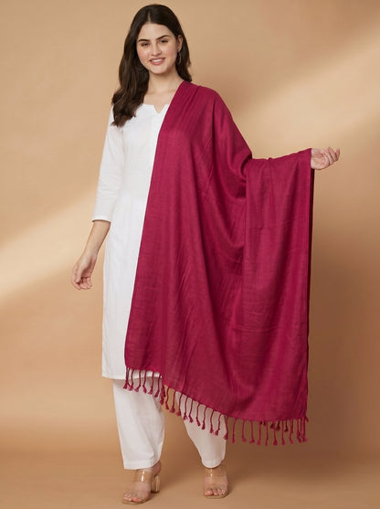 Plain Rose Woolen Stole for Women | Rose
