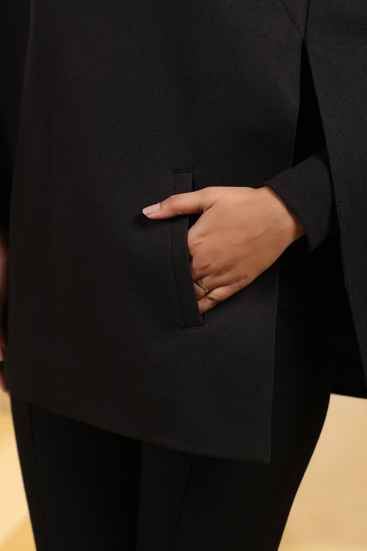 Women's Tweed Luxury Cape Jacket Shrug | Black