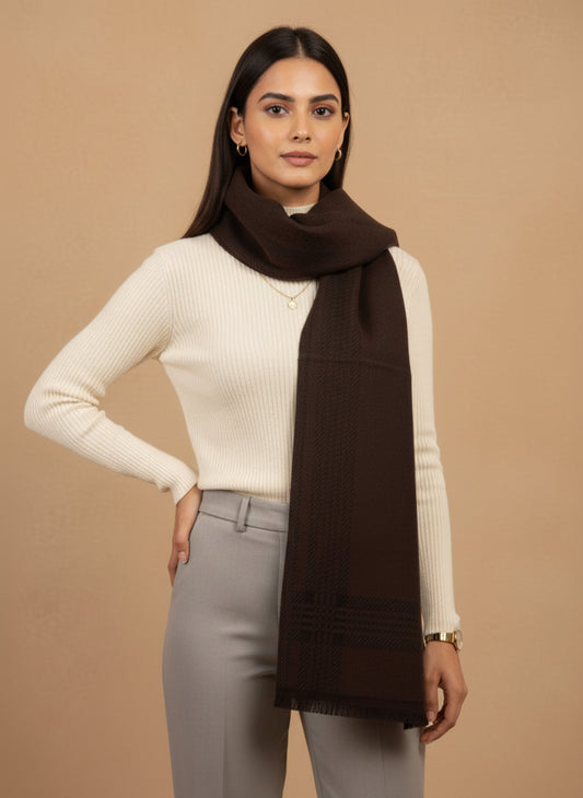 Soft Woollen Muffler for Women | Brown Scarf