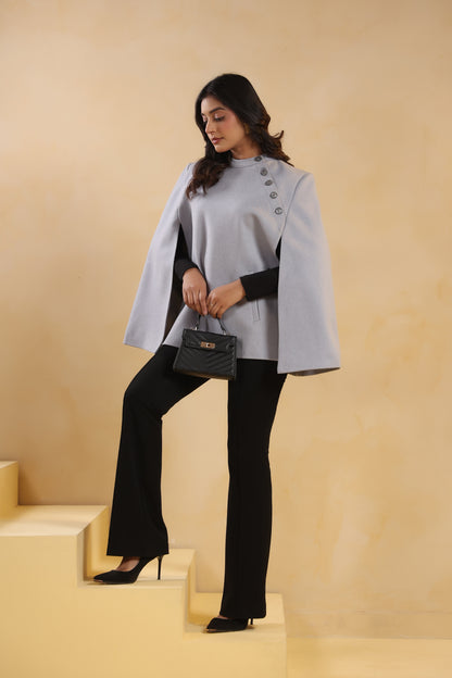 Women's Tweed Luxury Cape Jacket Shrug | Blue