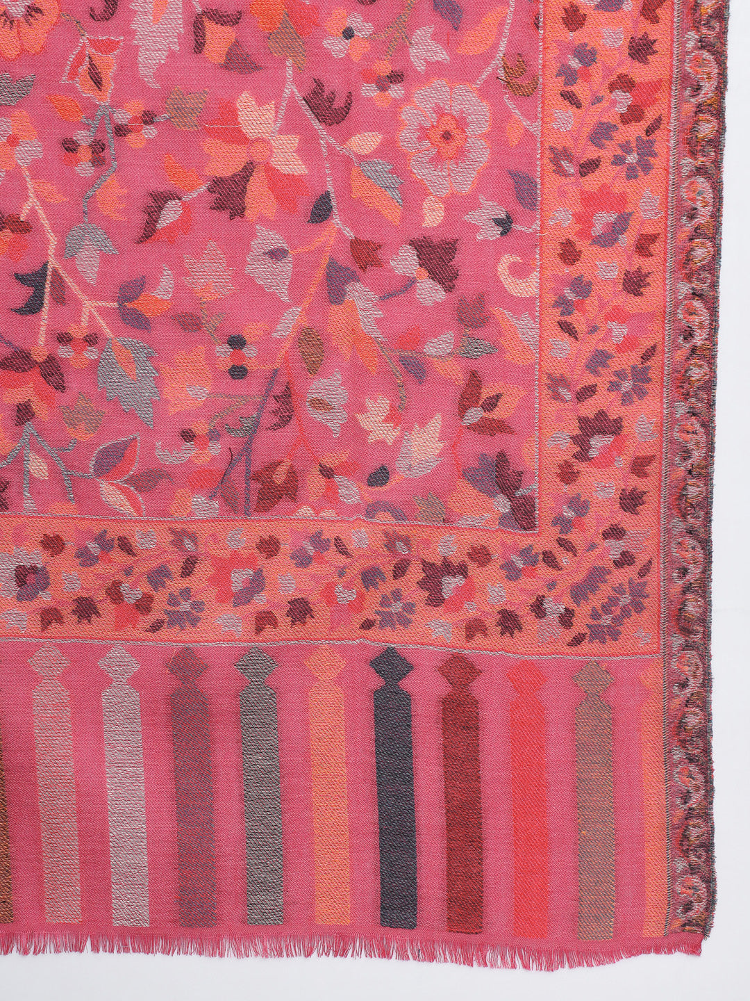 Kani Woven Shawl for Men in Paisley Design Weaving | Magenta - view 6