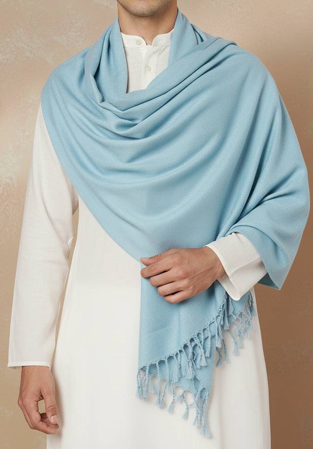 Men Lightweight Solid Color Warm Stole | Blue
