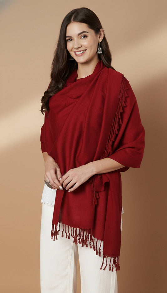 Women's Solid Color Winter Stole | Red