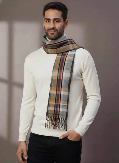 Soft Woollen Muffler for Men | Multicolor Check Scarf - view 3