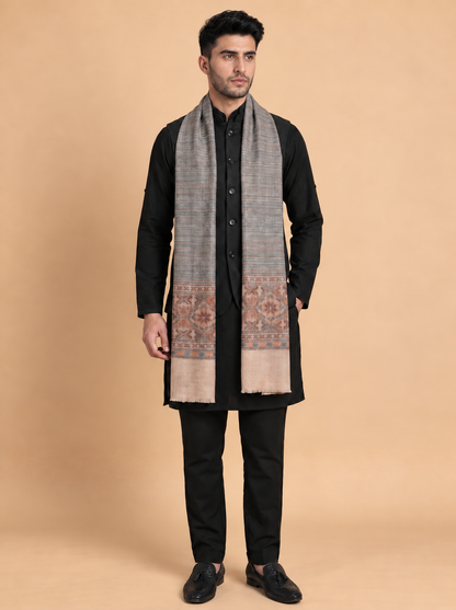 Ultra Soft Fine-Wool Kani Woven Stole for Men | Multicolor - view 2