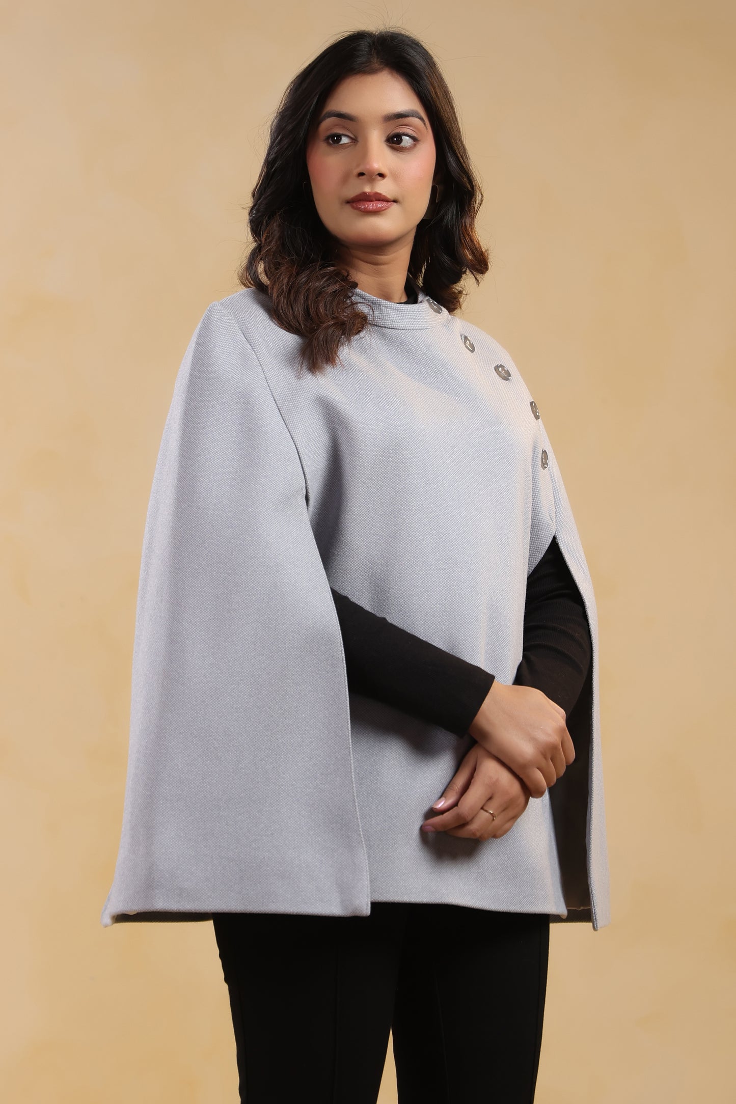 Women's Tweed Luxury Cape Jacket Shrug | Blue