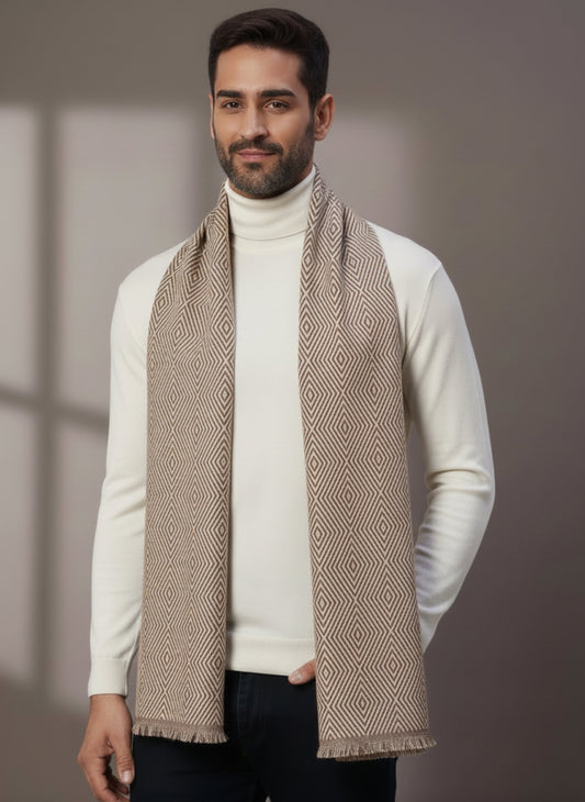 Soft Woollen Muffler for Men | Beige Scarf