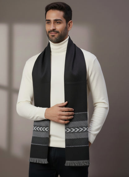 Soft Woollen Muffler for Men | Black Neck Scarf