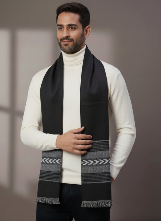 Soft Woollen Muffler for Men | Black Neck Scarf