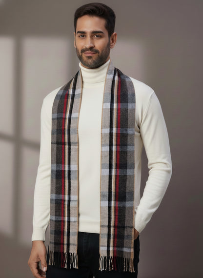 Soft Woollen Muffler for Men | Multicolor Check Scarf - view 2
