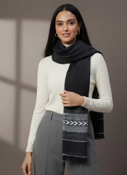 Soft Woollen Muffler for Women | Black Neck Scarf